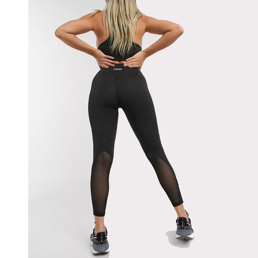 High-Waist Mesh Panel Leggings | Petite | Size S